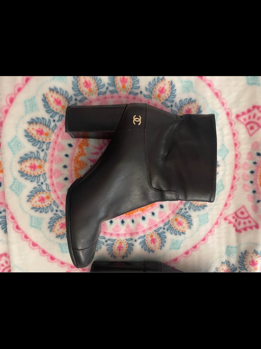 CHANEL Black Leather Zip Ankle Booties